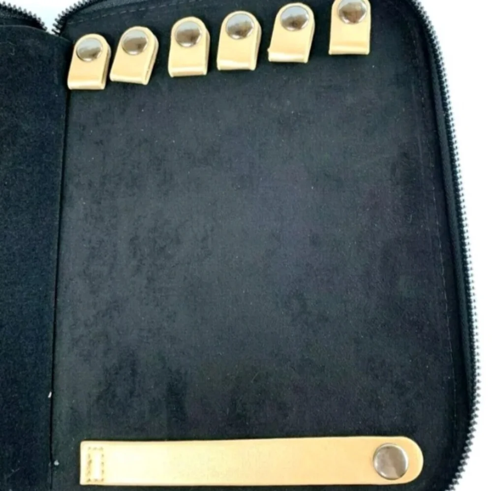 Halston Vegan Leather Gold Jewelry Case Travel Organizer